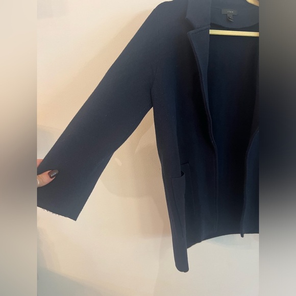 J. Crew Merino Wool Open Front Sweater Blazer Coat - Navy Blue- Size S - Picture 3 of 13